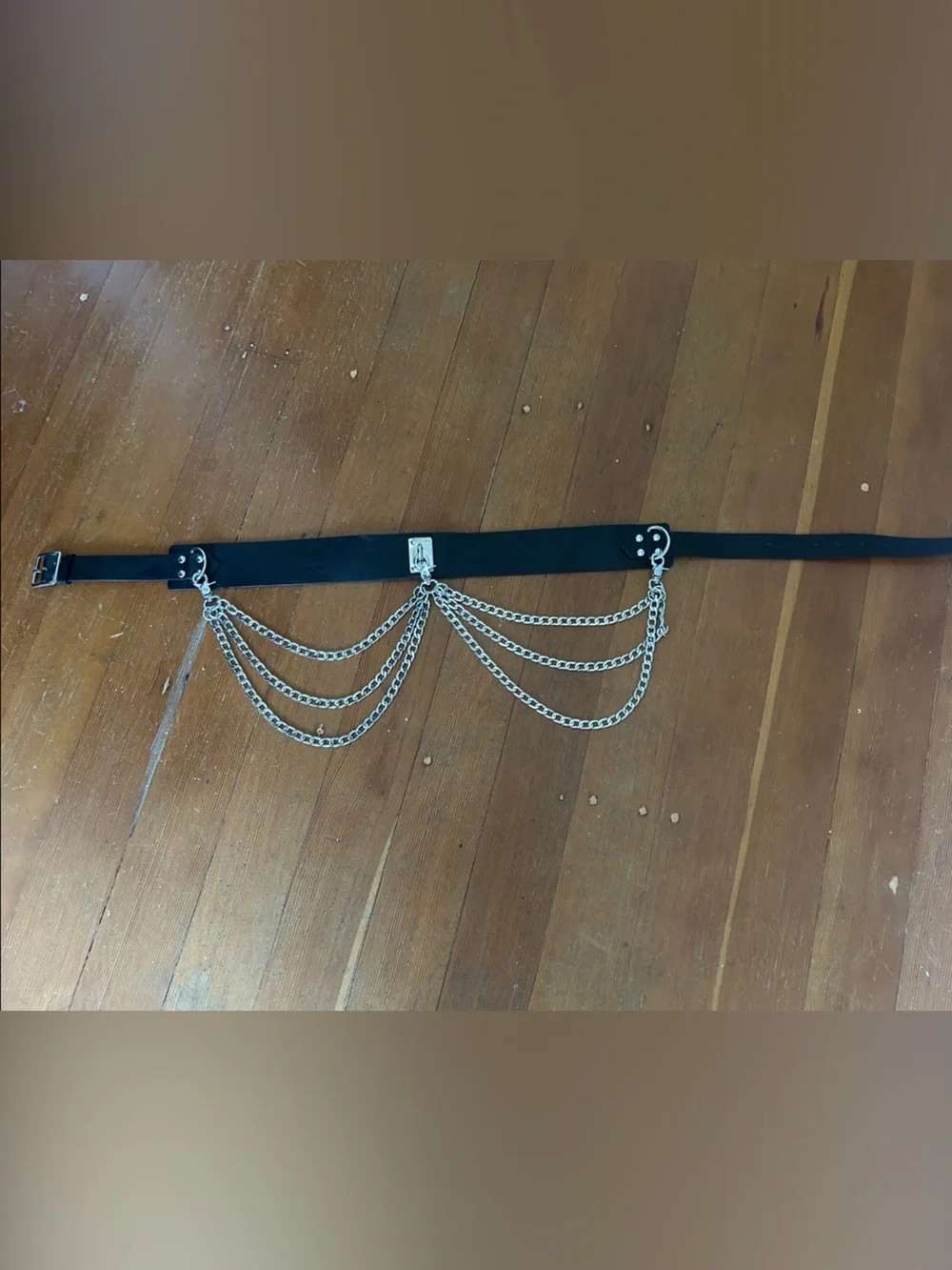 Midnight Hour Black Chain Draped Wide Belt goth industrial whimsycore - Picture 4 of 8